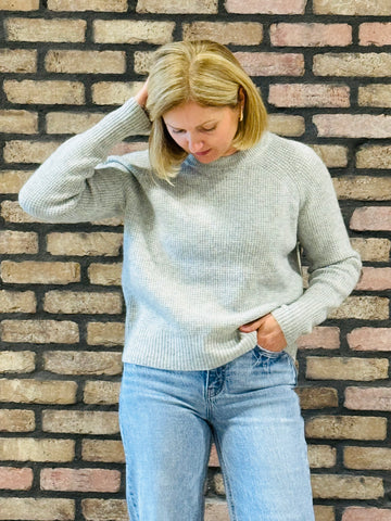 Waffle Pullover Sweater - Light Grey