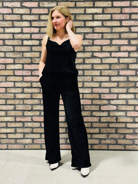 Textured Velvet Set - Black