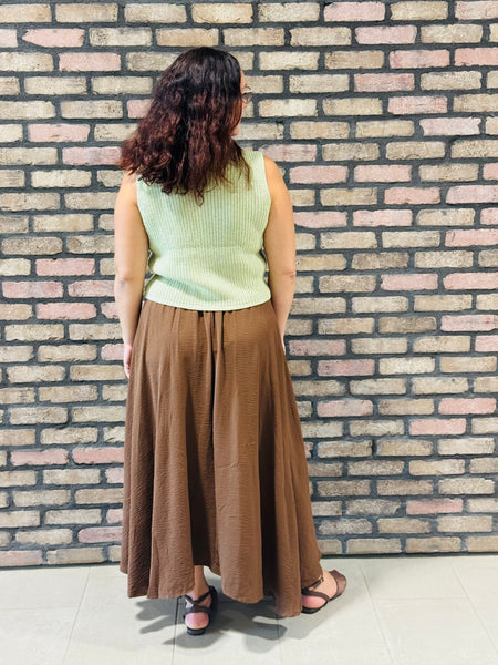 Sleeveless Button Down Cardigan - Lt Olive