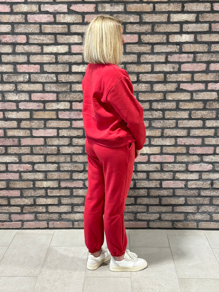 Fleece Crewneck Pullover - Red