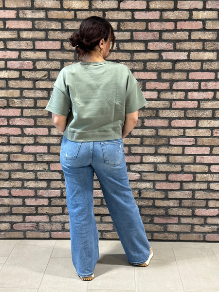 Short Sleeve Sweatshirt - Olive