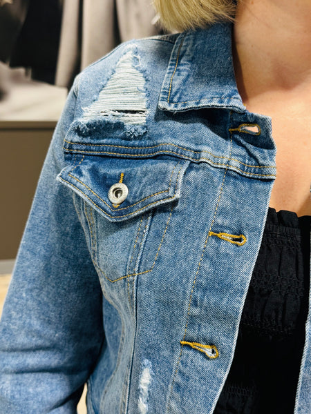 Cropped Denim Jacket - Medium Wash