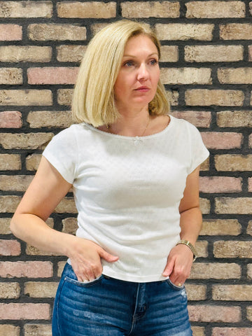 Rosette Pointelle Tee - Off White