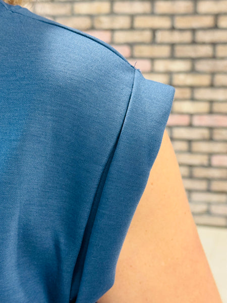 Scuba Sleeveless Top - Dusty Blue