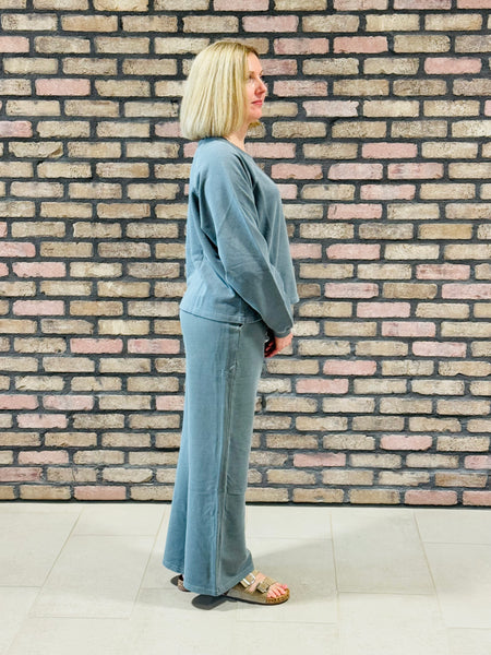 French Terry Pullover and Pants Set - Ash Jade