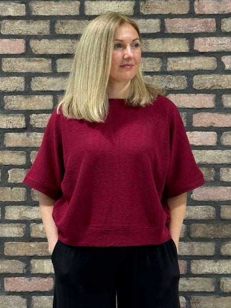 Double Knit Banded Bottom Top - Cabernet