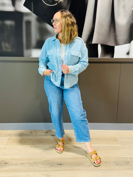 Vintage Button Down Shacket - Denim