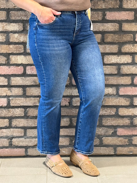 Tummy Control Straight Crop Jeans - Dark Wash