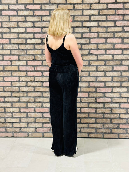 Textured Velvet Set - Black