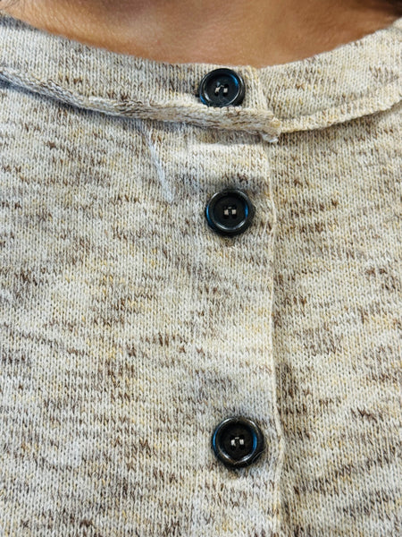 Marbled Button Down Raw Edge Cardigan - Light Taupe