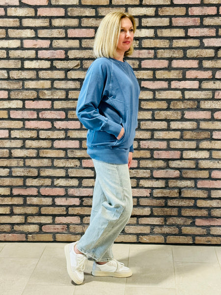 French Terry Pullover - Dusty Blue