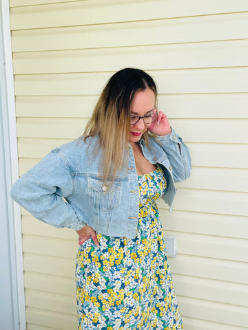 Rhinestone Denim Jacket - Light Wash