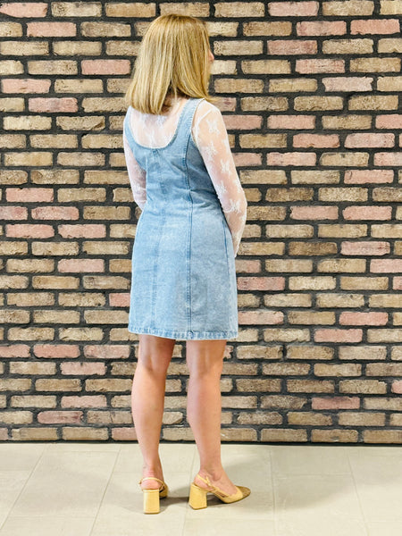 Denim Sleeveless Mini Dress - Light Wash