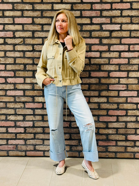 Drawstring Waist Jacket - Khaki