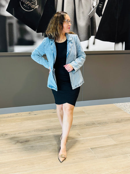 Washed Denim Blazer - Light Wash