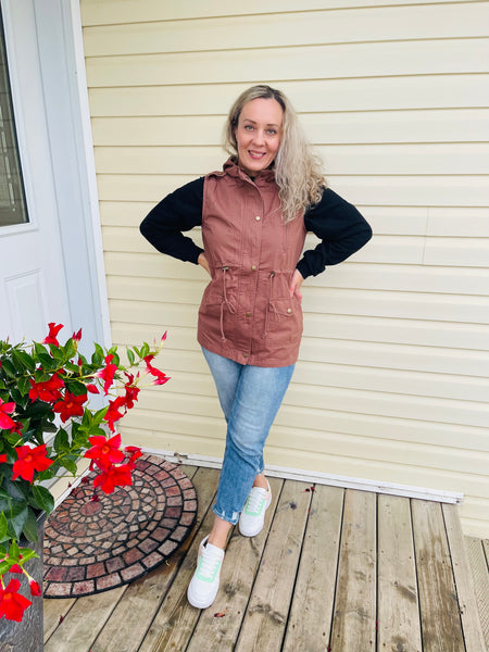 Military Hoodie Vest - Cocoa