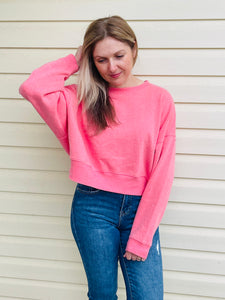 Oversized Cropped Pullover - Tea Rose