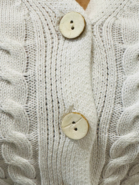 Cable Knit Sweater Vest - White