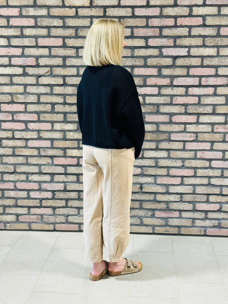Textured Knit Sweater - Black
