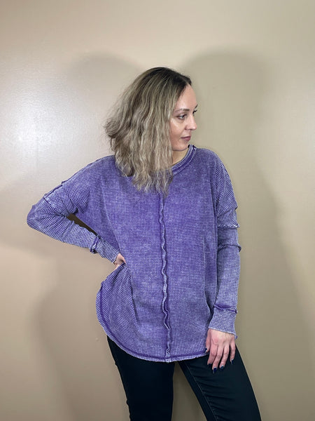 Oversized Baby Waffle Top - Violet