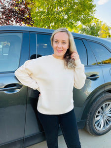 Oversized Crew Neck Sweatshirt - Cream