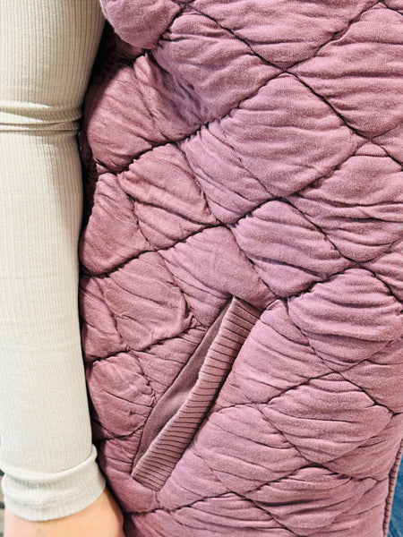 Oversized Quilted Vest - Rose Taupe
