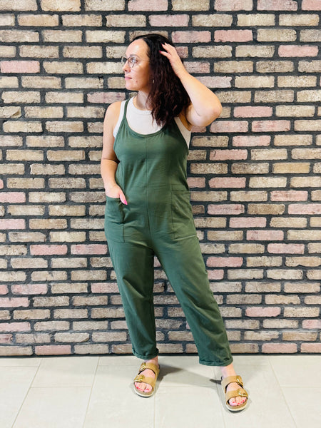 Spaghetti Straps Jumpsuit - DK Olive