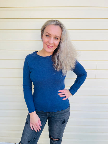 Viscose Basic Sweater - H Lt Navy