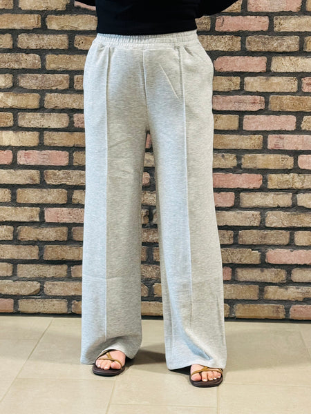 Pintuck Scuba Wide Pants - H Grey