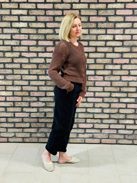 Crochet Sweater Cardigan - Brown