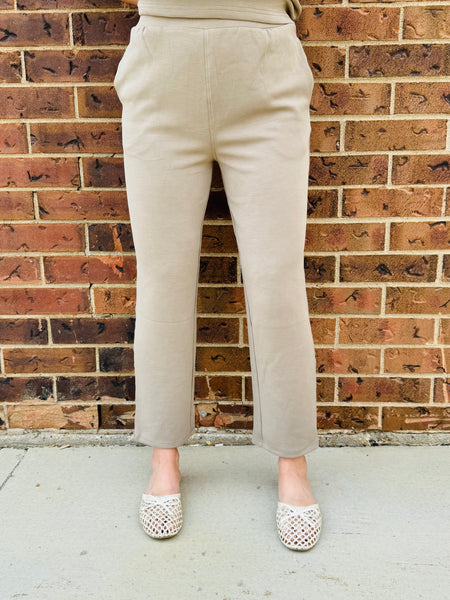Soft Drape Cropped Pants - Warm Grey