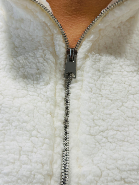 Sherpa Half Zip Jacket - Ivory