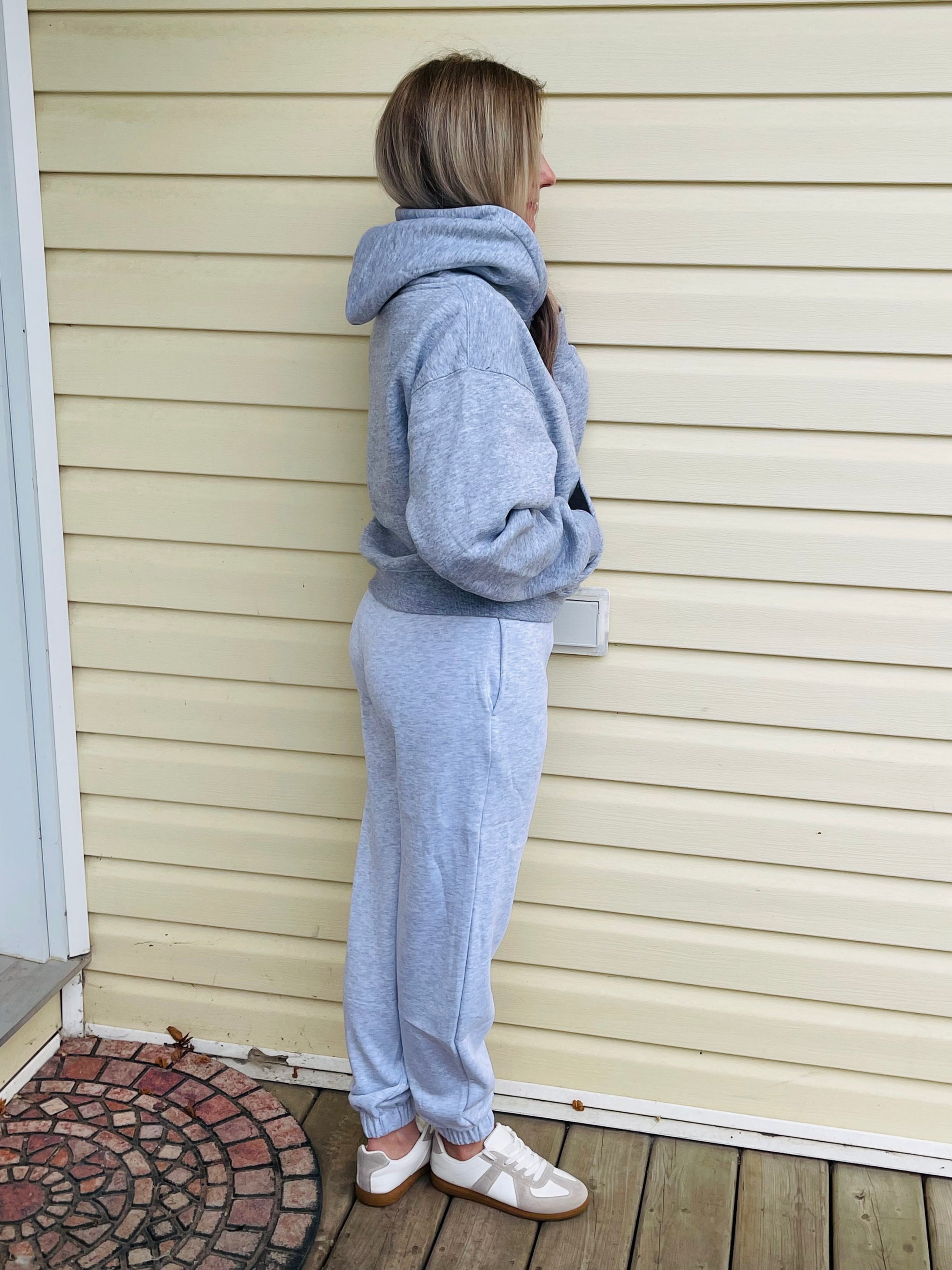 Half Zip Up Hoodie with Thumbholes - Light H. Grey – V.S. Style