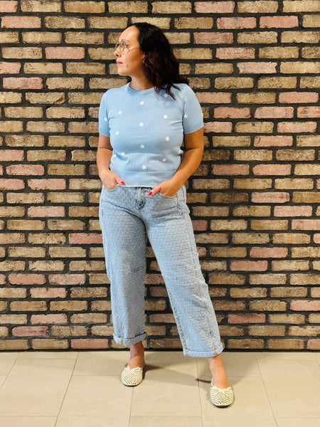 Polka Dot Shell Pullover - Blue