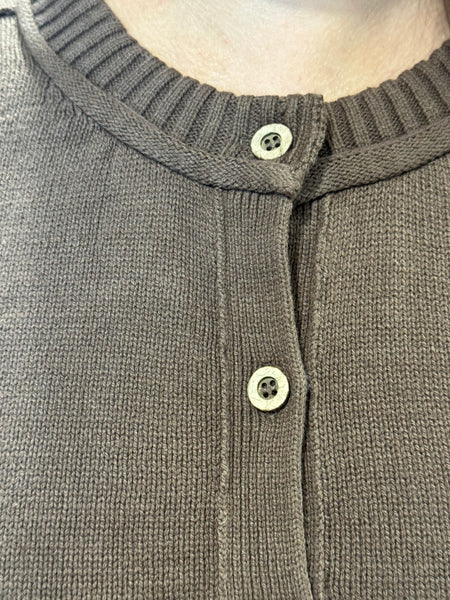 Exposed Seam Button Down Cardigan - Brown