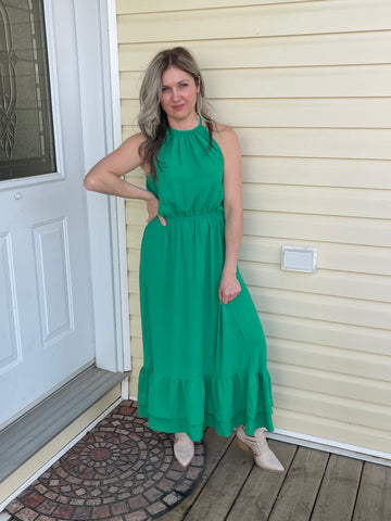 Halter Maxi Dress - Kelly Green