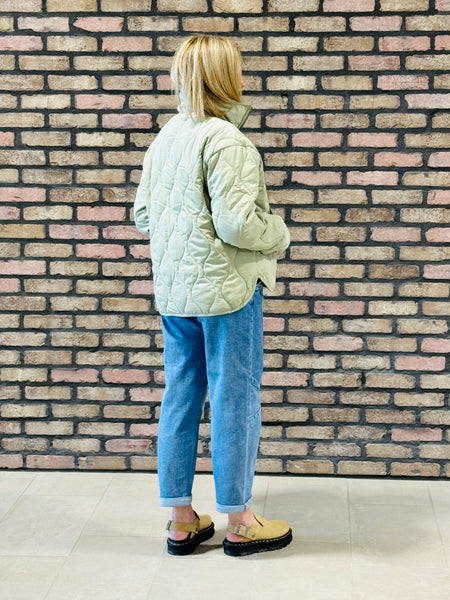 Quilted Half-Zip Jacket - Sage Green