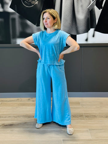 French Terry Pants - Deep Sky