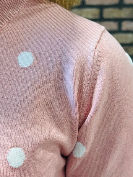 Polka Dot Shell Pullover - Dusty Pink