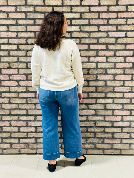 Front Seam Sweater - Sand Beige