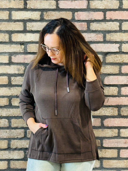 Longline Scuba Hoodie - Espresso