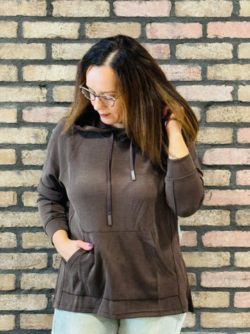 Longline Scuba Hoodie - Espresso
