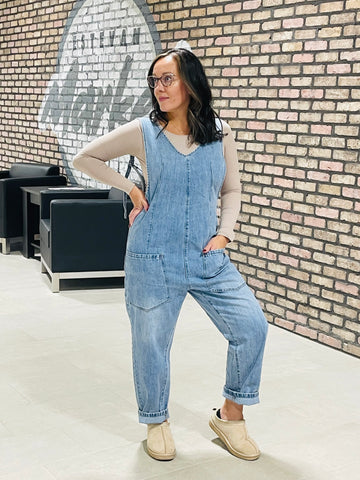 Denim Baggy Jumpsuit - Medium Wash