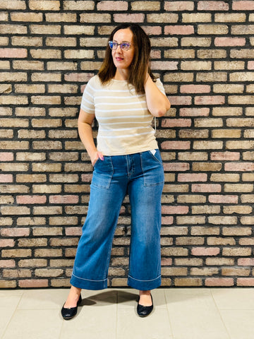 Double Cuffed Baggy Jeans - Dark Wash