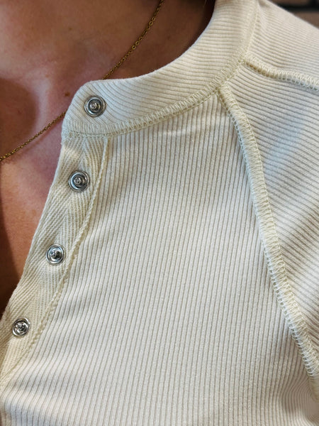 Snap-On Henley Top - Natural