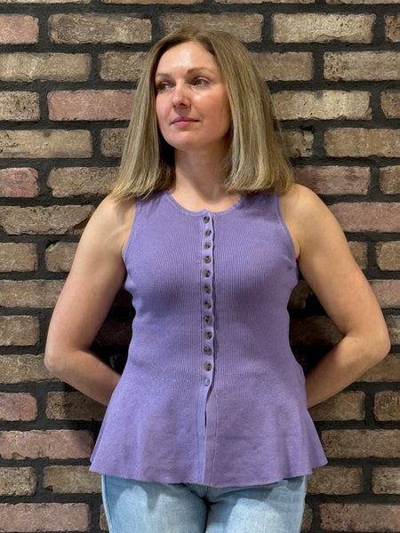 Sleeveless Peplum Sweater Top - Light Purple