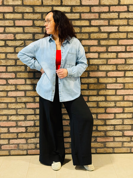 Oversized Denim Shirt - Light Wash