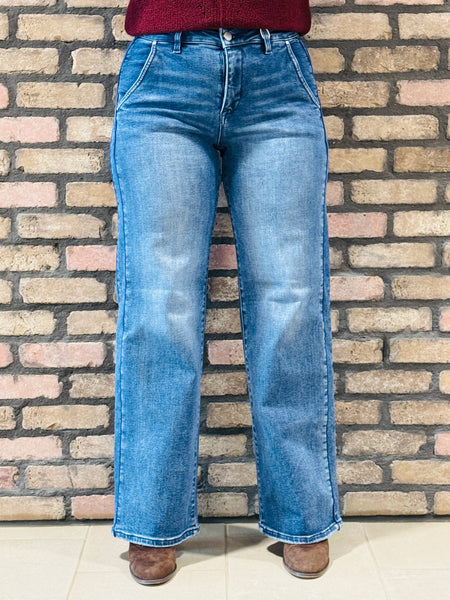 Tummy Control Wide Jeans - Dark Wash