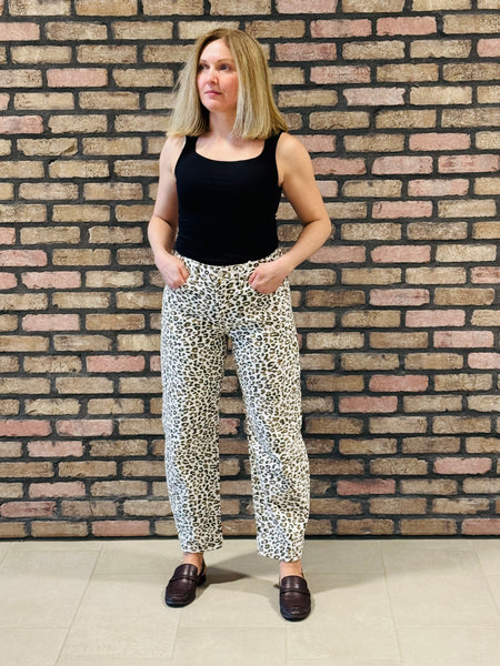 Slouchy Leopard Barrel Jeans - Cream