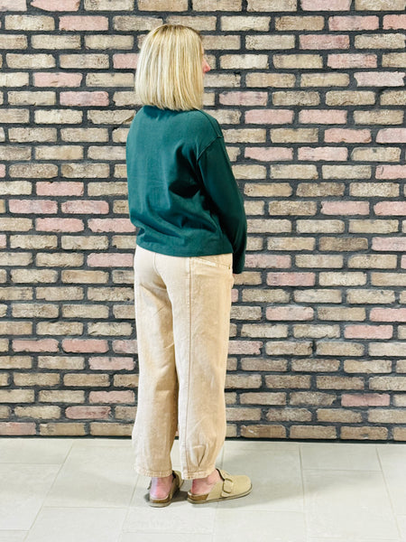 Overlocked Seams Pullover - Dark Green